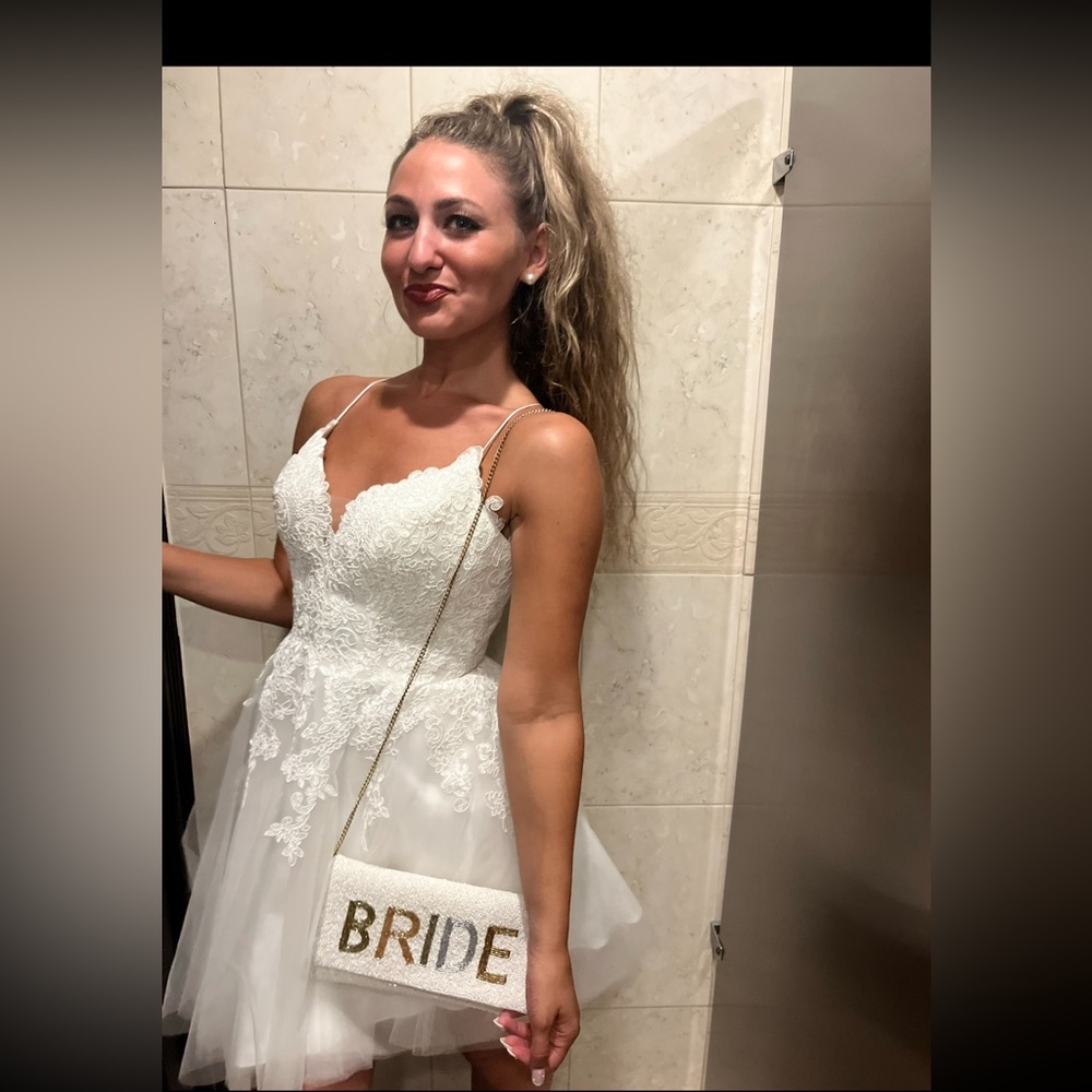 White lace corset a line dress